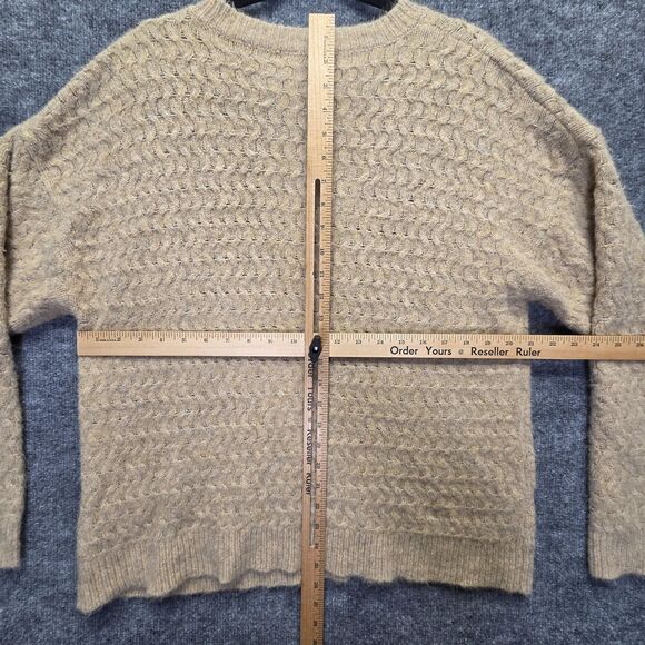 Forever 21 Sweater Womens Medium Tan Textured Knit Pullover Crewneck Cozy Soft - Picture 6 of 9